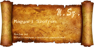 Magyari Szofron névjegykártya